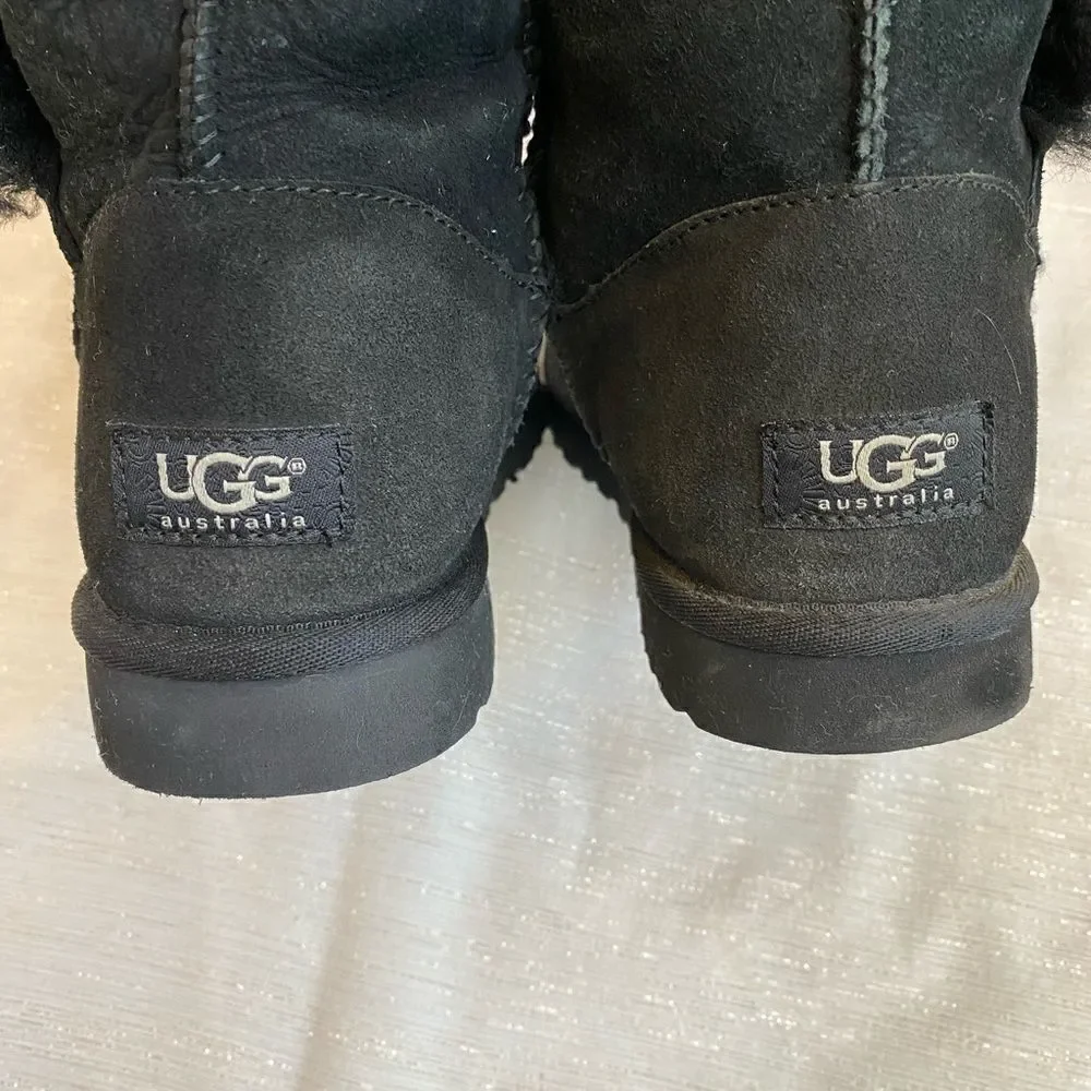 UGG Triple Botton Black Boots Women Size 8